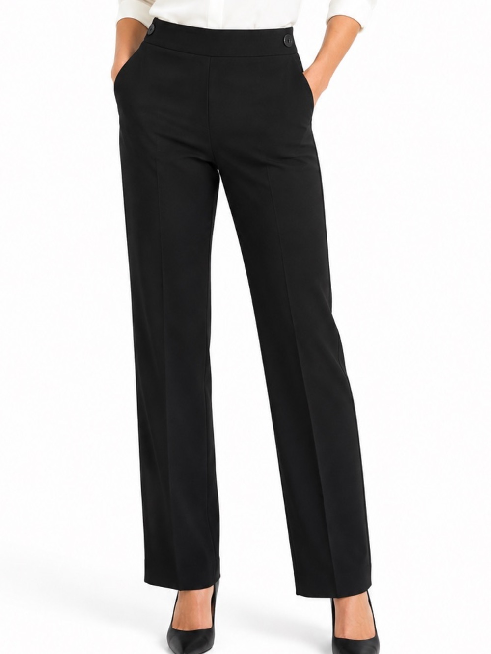 Rafaella Black Straight Leg Dress Pants Size 14 Button Pocket Career Trousers